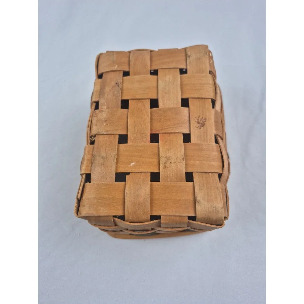 Vintage Woven Wood Chicken Rooster Egg Gathering Basket Farmhouse Decor Rustic